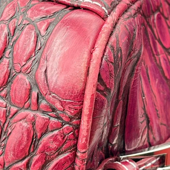 Large Charlie Lapson Leather Shoulder Bag Purse Burgundy size 16”x11” Laptop - Picture 8 of 16